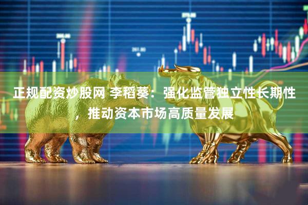 正规配资炒股网 李稻葵：强化监管独立性长期性，推动资本市场高质量发展