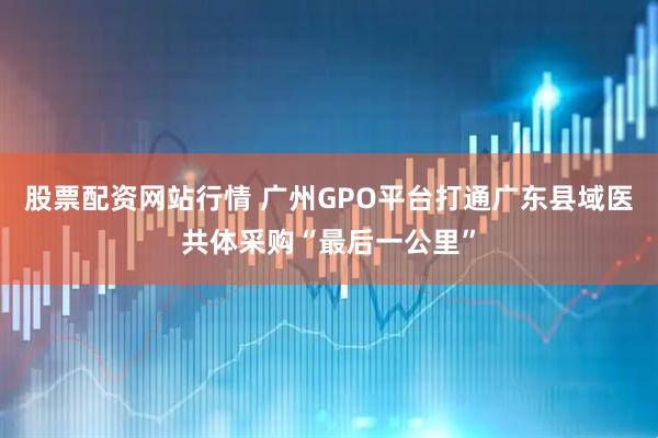 股票配资网站行情 广州GPO平台打通广东县域医共体采购“最后一公里”